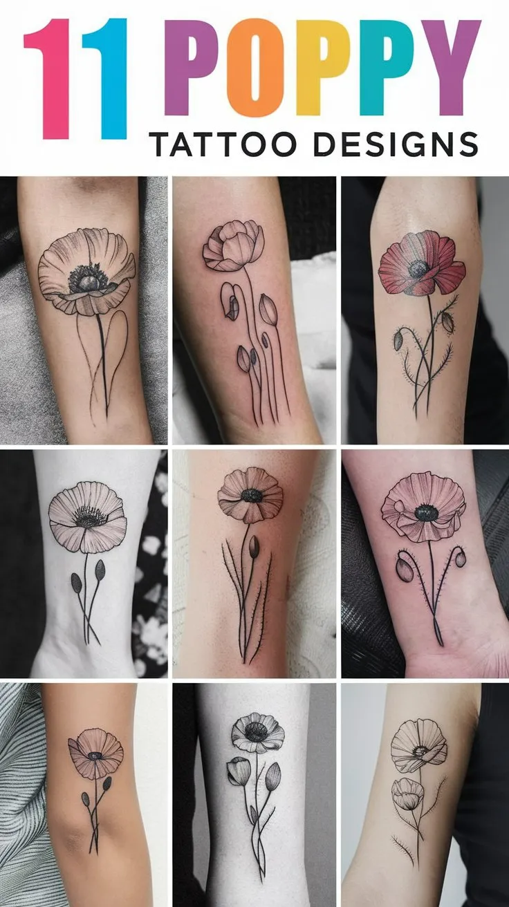 11 Poppy Tattoo Designs for a Delicate Look