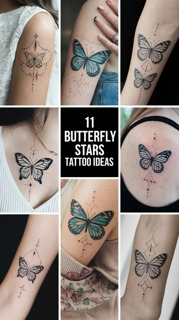 11 Butterfly Stars Tattoo Ideas for a Magical Design