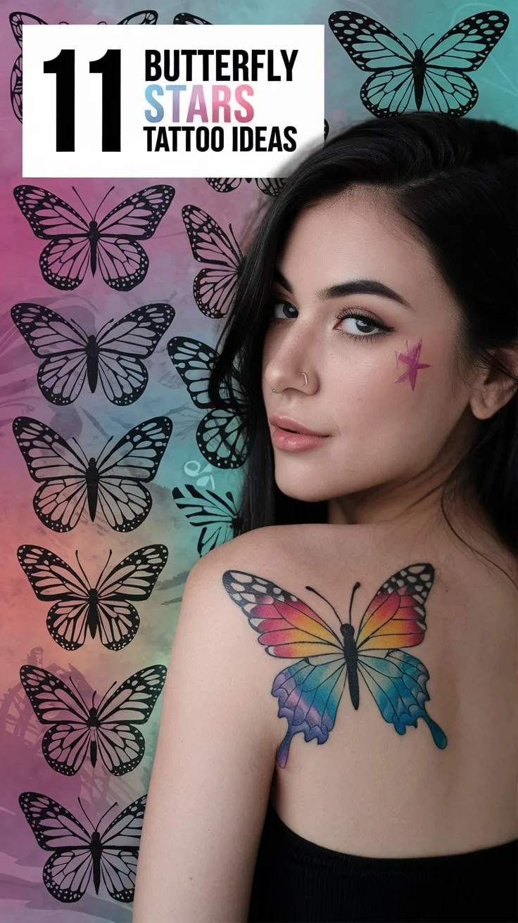 11 Butterfly Stars Tattoo Ideas for a Magical Design