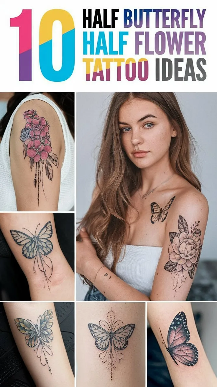 10 Half Butterfly Half Flower Tattoo Ideas for a Whimsical Design