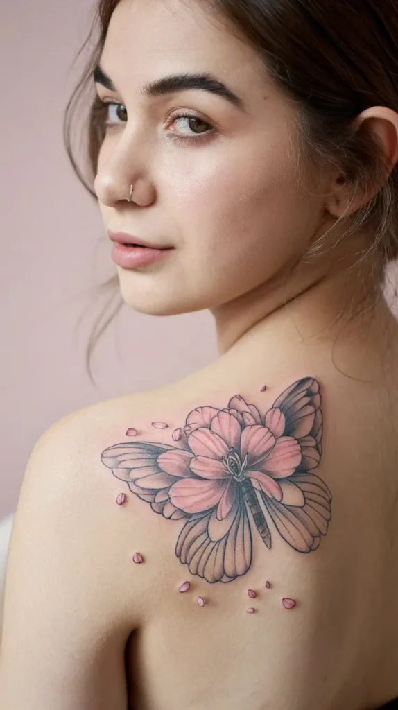 10 Half Butterfly Half Flower Tattoo Ideas for a Whimsical Design