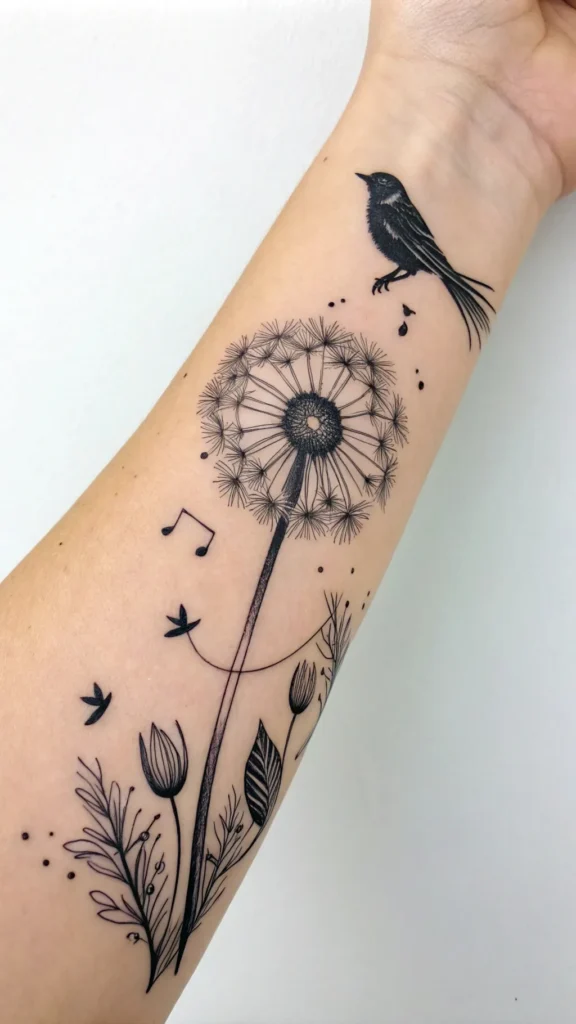 10 Dazzling Dandelion Bird Tattoo Ideas for a Whimsical Design